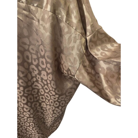 Koco & K London Y2K Leopard Jacquard Satin Blouse UK 20 US XL Taupe Gold Btn Up - Picture 9 of 11